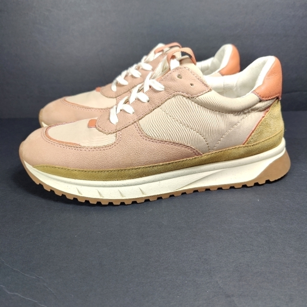 Madewell Kickoff Trainer Sneakers Washed Nylon & Leather Neutral Peach Women 11M